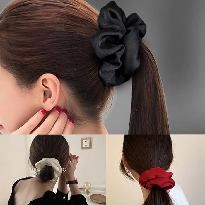Silk Hair Scrunchies Large Size Satin Scrunchies Soft Hair Ties for Curly and Thick Hair, Prevent Shedding and Frizz, 2 Pack* - Image 5